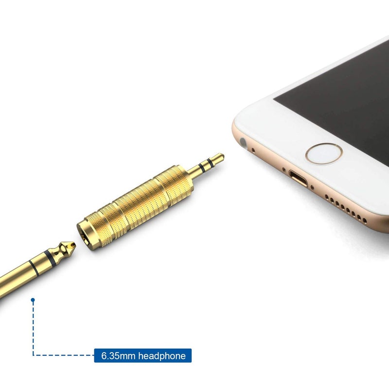 DIGITNOW Headphone Adapter 6.35mm (1/4 Inch) Male to 3.5mm (1/8 Inch) Female and 3.5 mm Male Plug to 6.35 mm Female Jack, Audio Stereo TRS Converter Adapters (4 -Pack Gold Plated) - Image 4